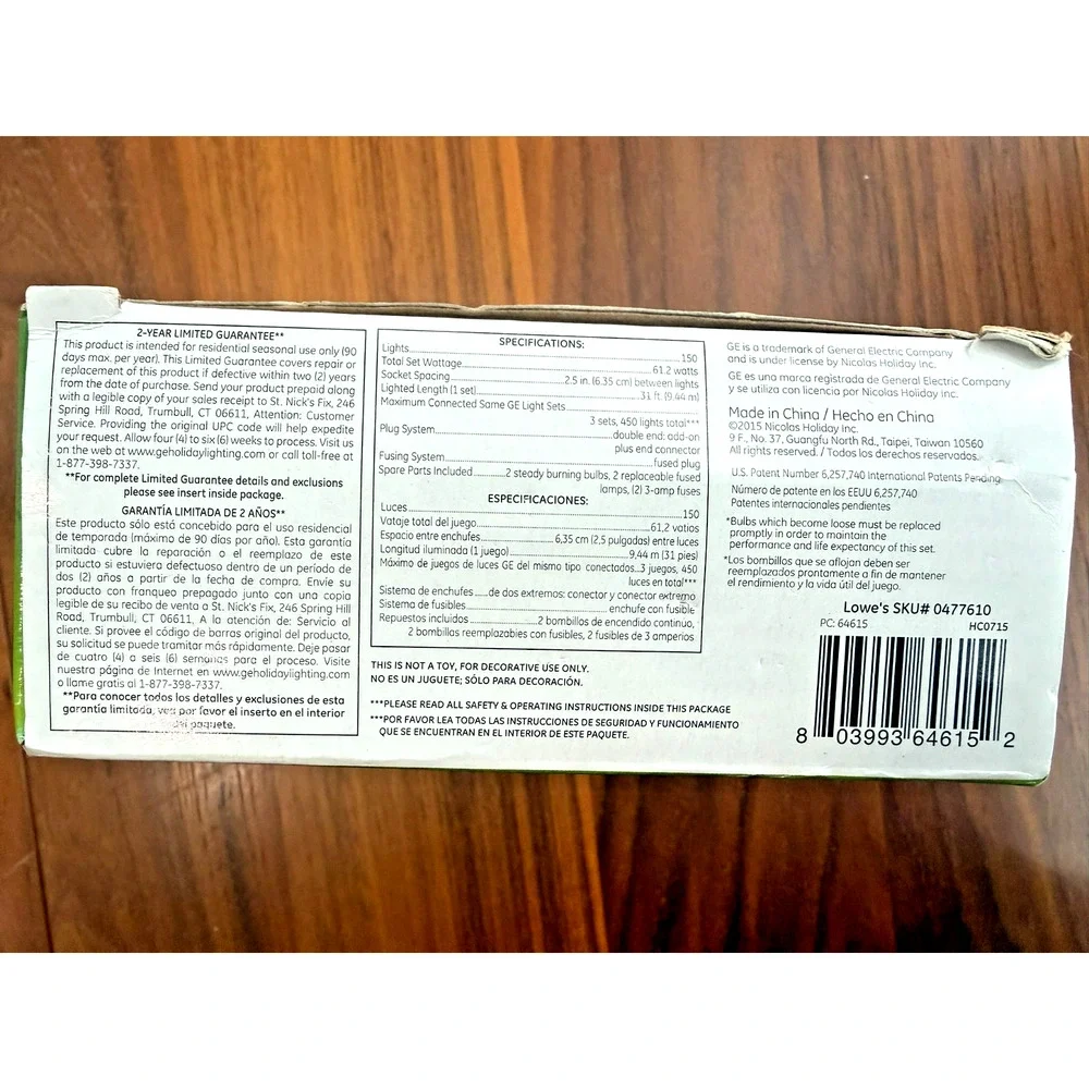 150 Count GE ConstantON Multi-Color Christmas Lights, Indoor / Outdoor 31ft NEW